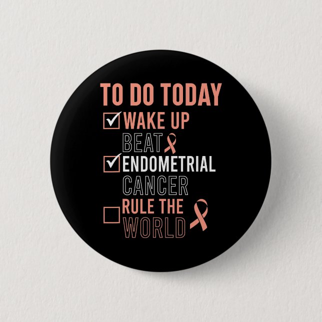 Fun Beat Endometrial Cancer Rule the World - Survi Button (Front)