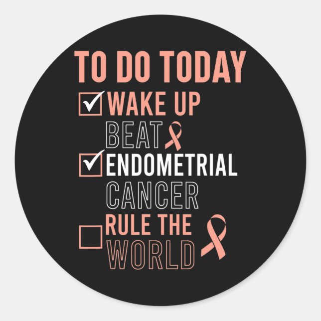 Fun Beat Endometrial Cancer Rule the World - Survi Classic Round Sticker (Front)