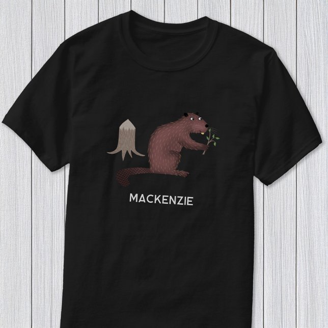 Fun Beaver Personalized Name T-Shirt (Fun personalized custom name beaver t-shirt for animal lovers)