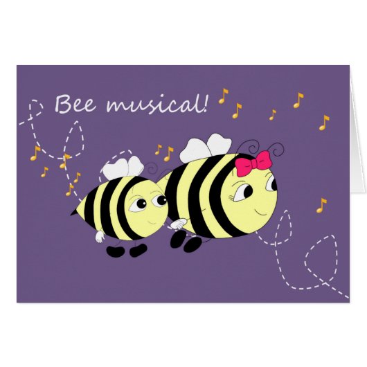 Fun Bee Animal Music Card (Front Horizontal)