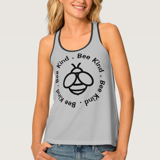 Fun Bee Kind cute honey bee design line drawing  Tank Top (Front)