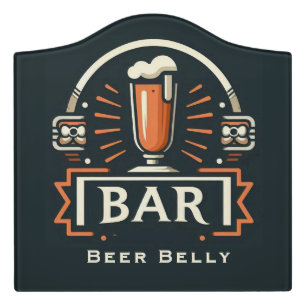 Fun Beer Belly Bar, Beer Mug Logo Personalize Door Sign