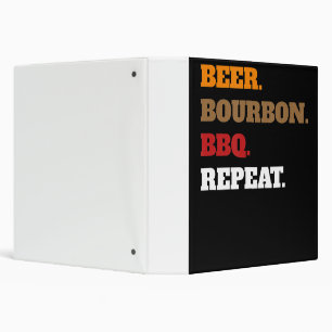 Fun Beer Bourbon Bbq Repeat Men Women Novelty Art 3 Ring Binder
