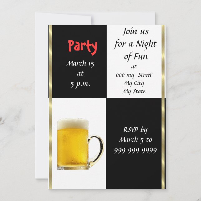 Fun Beer Party Invitation (Front)