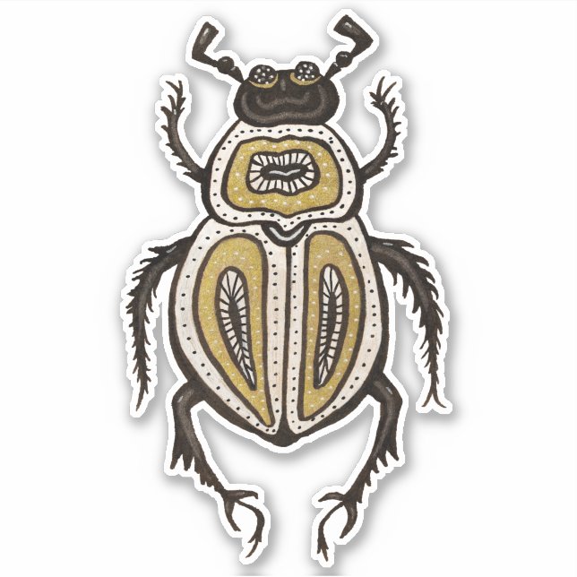 Fun Beetle Entomology Art Sticker (Front)