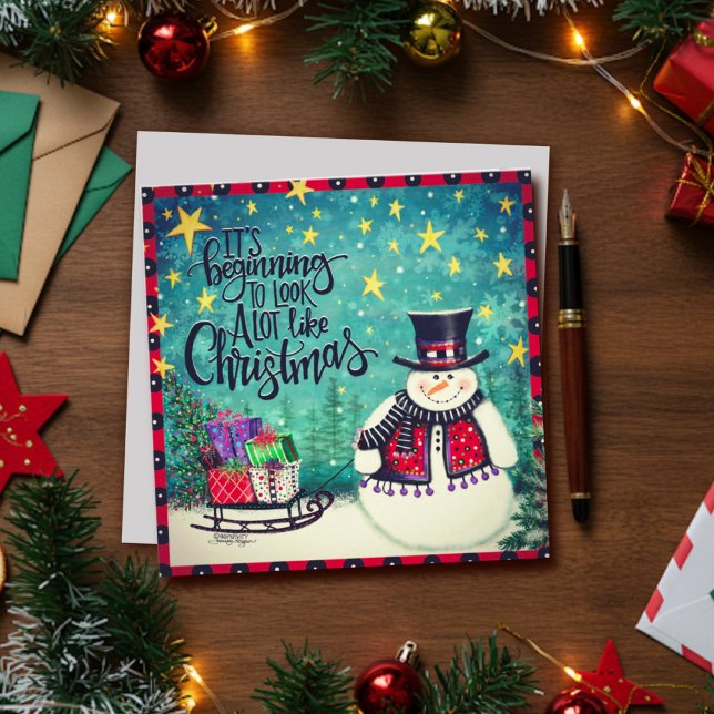 Fun Beginning to Look Like Christmas Snowman Holiday Card (Creator Uploaded)