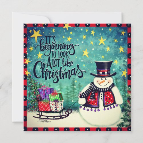 Fun Beginning to Look Like Christmas Snowman Holiday Card