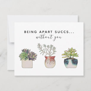 Fun Being Apart Succs Without You Cactus Note Card