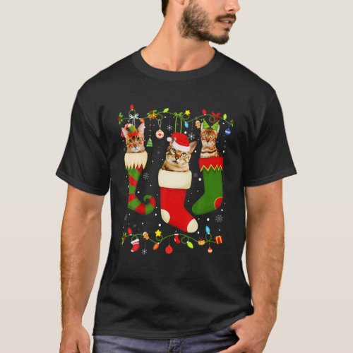 Fun Bengal Stocking Christmas Light Socks Xmas T_Shirt