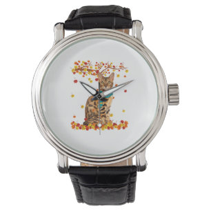 Fun Bengal Thanksgiving Autumn Cat Lover Gifts Watch