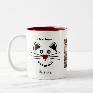 Fun Best Cat Mom Photo Name Two-Tone Coffee Mug