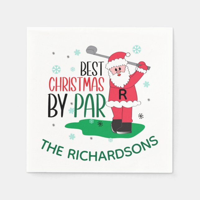 Fun Best Christmas Santa Golf By Par  Napkins (Front)