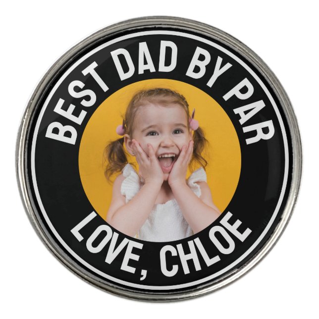 Fun Best Dad By Par Photo Golf Ball Marker (Front)