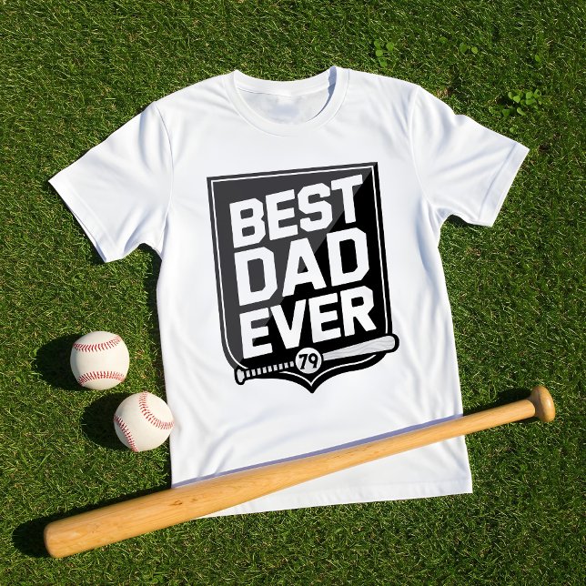 Fun Best Dad Ever Baseball Bat & Ball Crest Design T-Shirt (Fun Best Dad Ever Baseball Bat & Ball Crest Design T-Shirt)
