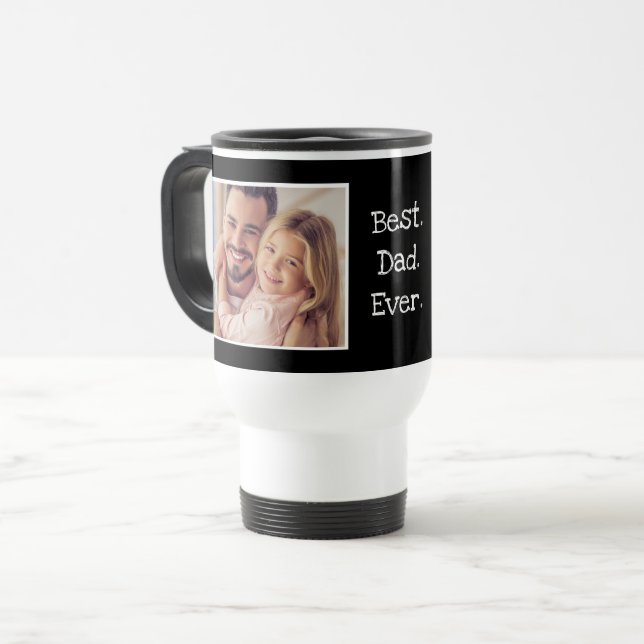 Fun Best Dad Ever Family Photo Personalized Travel Mug (Front Left)