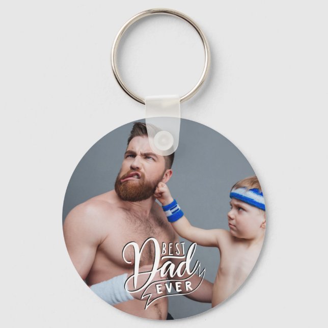 Fun Best Dad Ever Photo Keychain (Front)