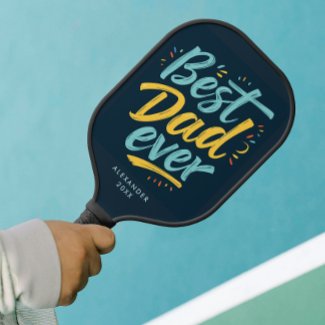 Fun Best Dad Ever Simple Navy Blue Yellow Script 