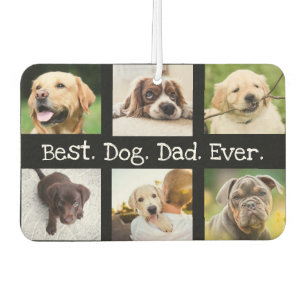 Fun Best Dog Dad Ever 6 Photo Collage Black White Air Freshener