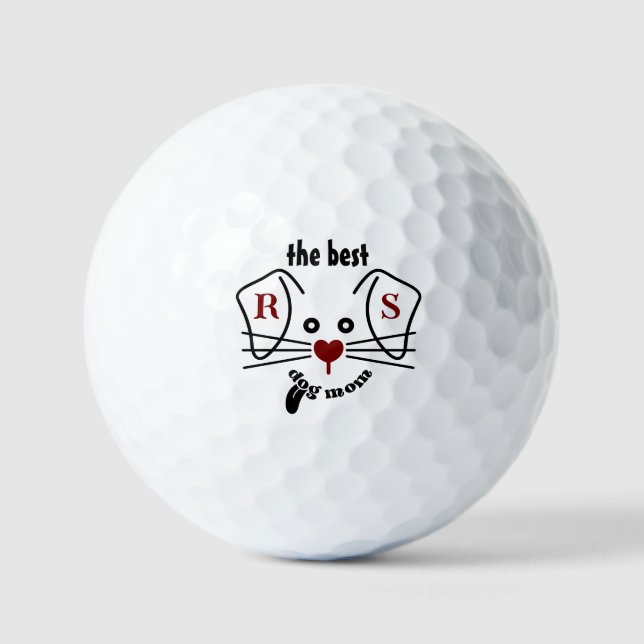 Fun Best Dog Mom Custom Monogram    Golf Balls (Front)
