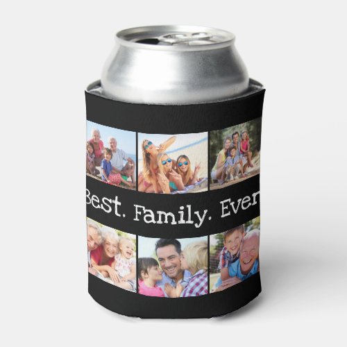 Fun Best Family Photo Collage Personalized Black C Can Cooler