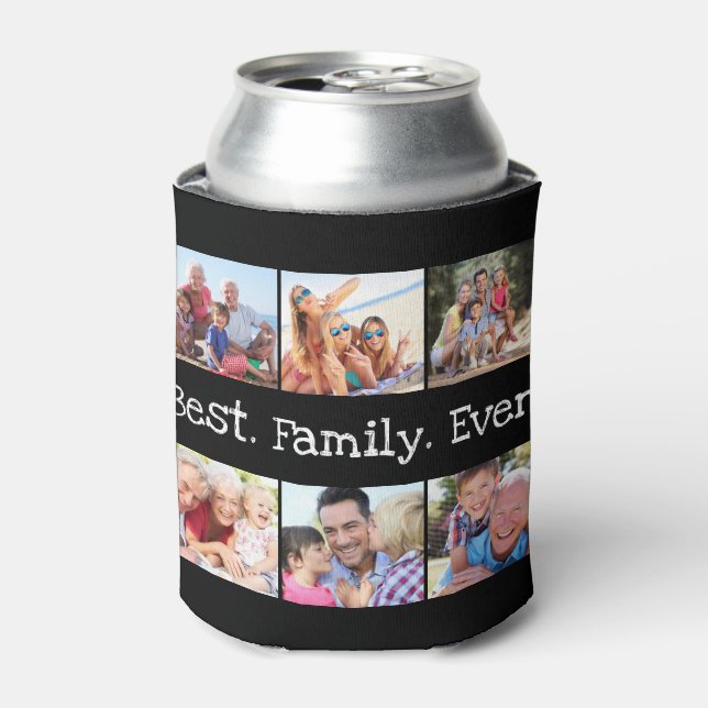 Fun Best Family Photo Collage Personalized Black C Can Cooler (Can Front)