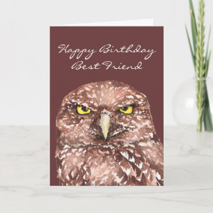 Fun Best Friend Getting Old Birthday Burrowing Owl Card