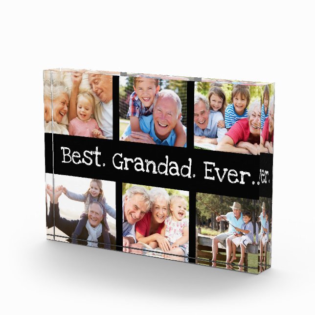 Fun Best Grandad Ever 6 Photo Collage Black White (Right)