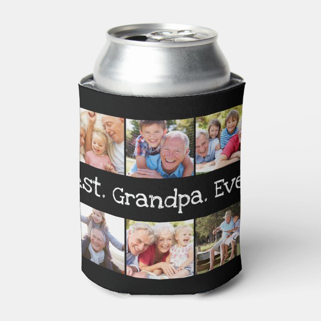 Fun Best Grandpa Ever 6 Photo Collage Can Cooler (Can Front)