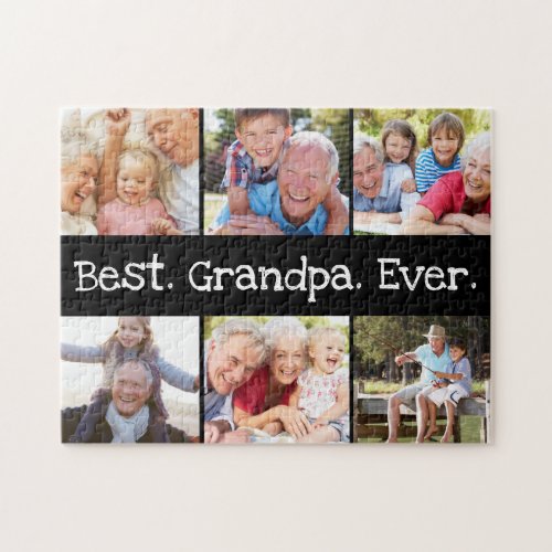 Fun Best Grandpa Ever 6 Photo Collage Jigsaw Puzzle