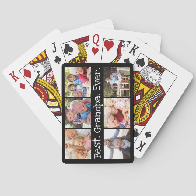 Fun Best Grandpa Ever 6 Photo Collage  Poker Cards (Back)