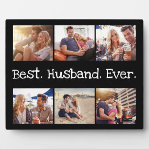 Fun Best Husband Ever 6 Photo Collage  Black White Plaque