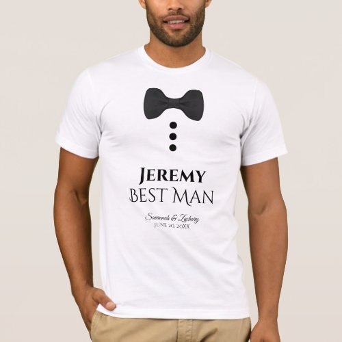 Fun Best Man Black Tie Mock Tuxedo Wedding T_Shirt