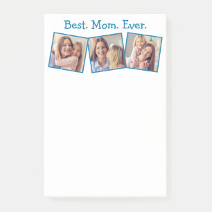 Fun Best Mom Ever 4 Photo Collage Blue Notepad