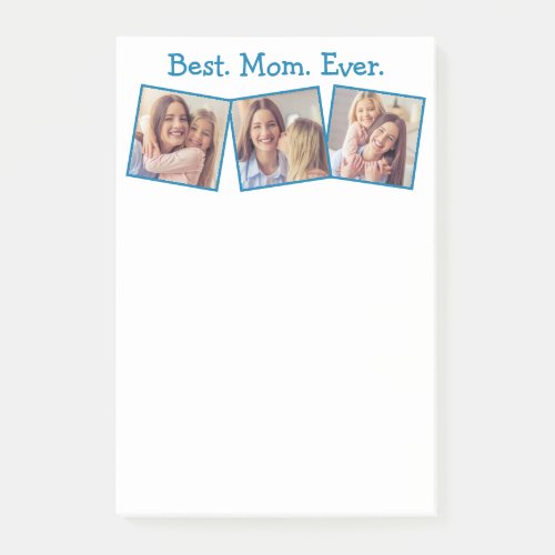 Fun Best Mom Ever 4 Photo Collage Blue  Notepad