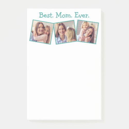 Fun Best Mom Ever 4 Photo Collage Green Blue Teal Post_it Notes