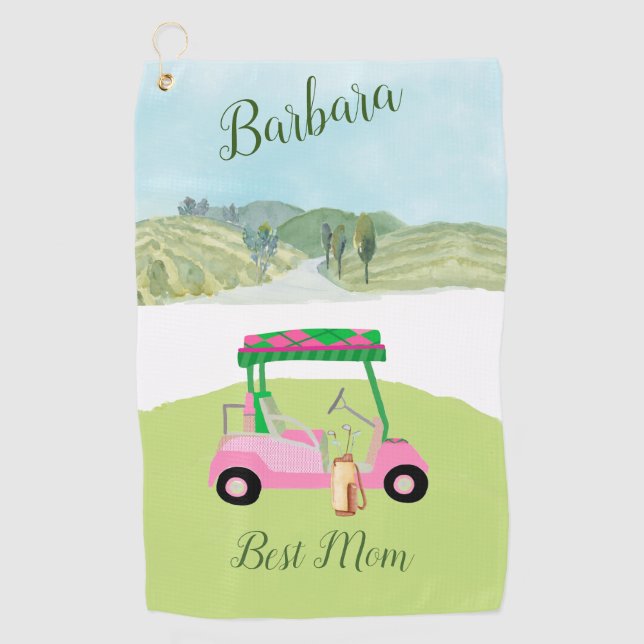 Fun Best Mom Golf Cart Scenic Name   Towel (Front)