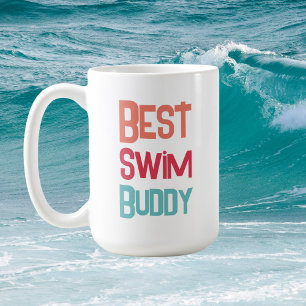 Fun Best Swim Buddy Swimming Modern Typography Coffee Mug
