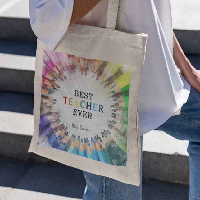 Fun Best Teacher Ever Teachers Appreciation Gift Tote Bag (Creator Uploaded)
