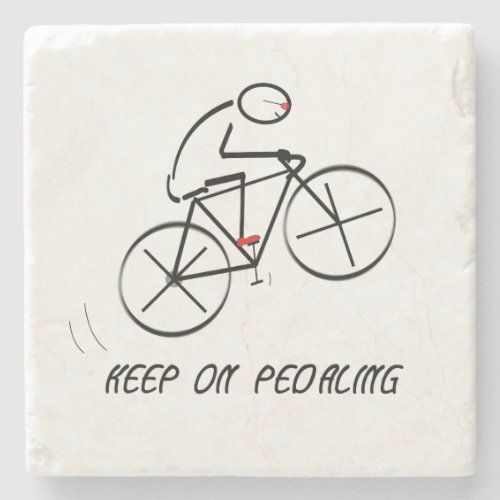 Fun Bicyclist Design with Keep On Pedaling text Stone Coaster
