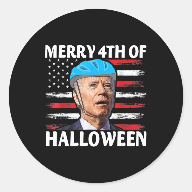 Fun Biden Dazed Merry th July Happy Halloween Bide Classic Round Sticker (Front)