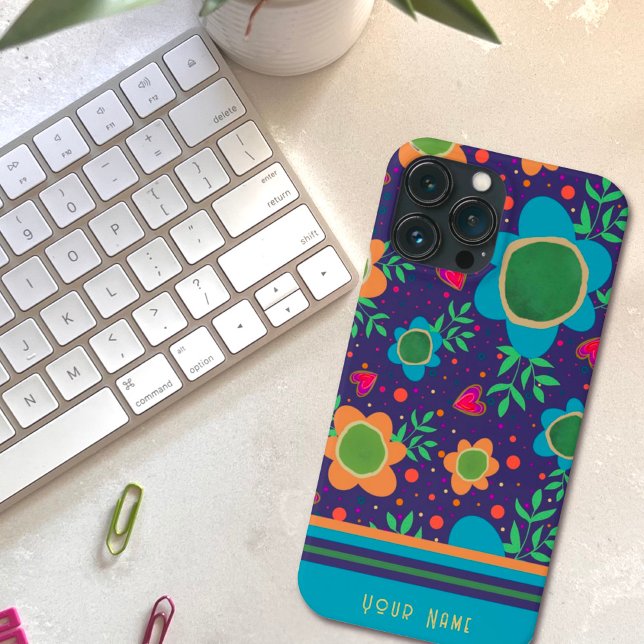 Fun Big Blue Flowers Pattern Inspirivity  Case-Mate iPhone Case (Creator Uploaded)