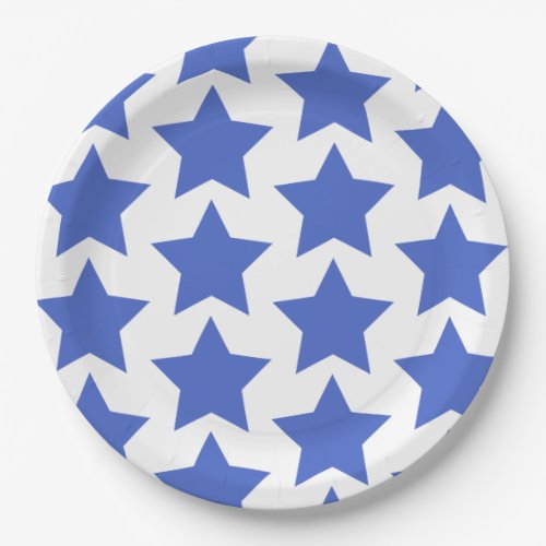 Fun Big Navy Blue Stars Pattern _ Nautical Paper Plates