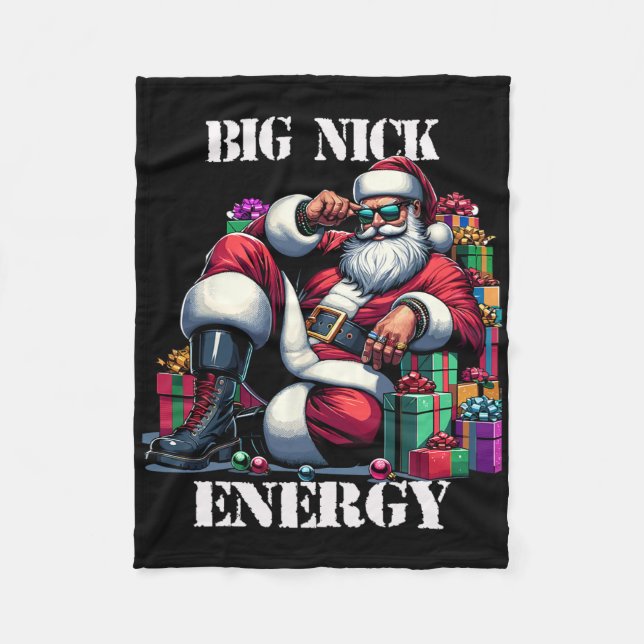 Fun Big Nick Energy Fun Santa Claus Christmas Xmas Fleece Blanket (Front)