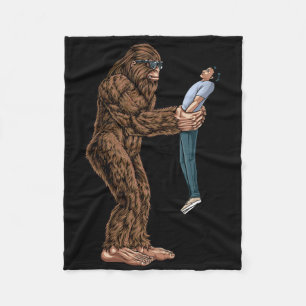 Fun Bigfoot Found A Guy And Picked Him Up - Sasqua Fleece Blanket
