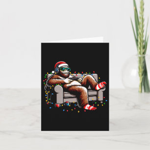 Fun Bigfoot Gamer Christmas Sasquatch Xmas Believe Card