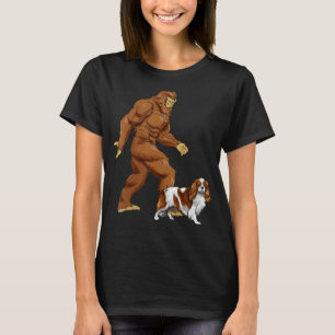 Fun Bigfoot Walking Cavalier King Charles Spaniel T-Shirt