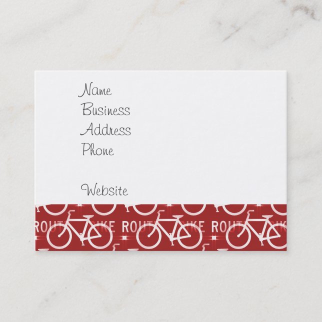 Fun Bike Route Fixie Bicycle Cyclist Pattern Red Business Card (Front)