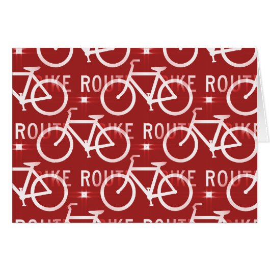 Fun Bike Route Fixie Bicycle Cyclist Pattern Red Cards (Front Horizontal)
