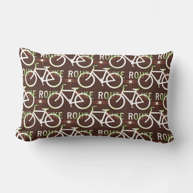 Fun Bike Route Fixie Bike Cyclist Pattern Lumbar Pillow (Front)