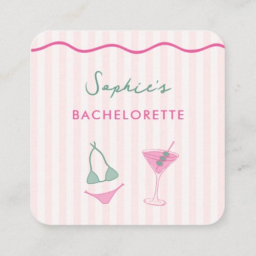 Fun Bikinis Martinis Bachelorette QR Code Registry Enclosure Card